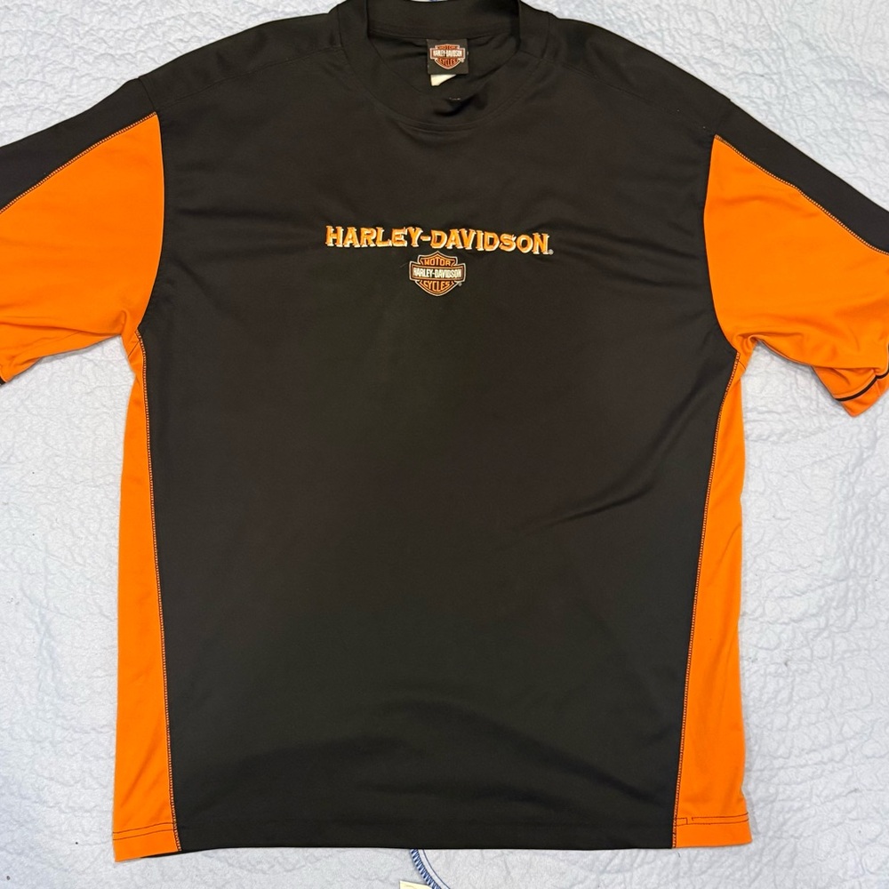 Harley-Davidson Black Tee with Orange Panels